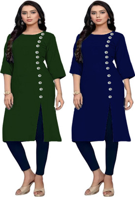 TL Creation Women Solid Straight Kurta(Dark Blue, Dark Green)