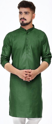 JENZEE Fashion Men Printed Straight Kurta(Green)