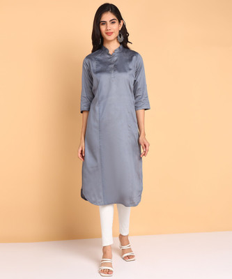 Edyssa Women Solid A-line Kurta(Grey)