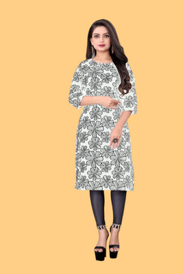 Tulsii Fab Women Printed Anarkali Kurta(White)