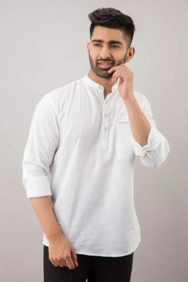 Modern Mode Creation Men Solid Straight Kurta(White)
