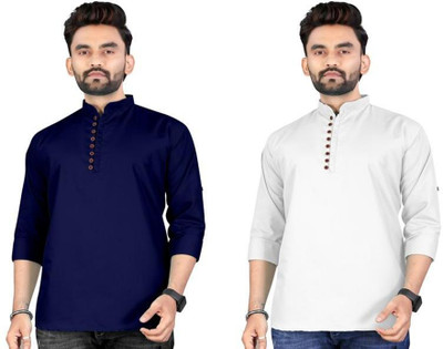 UNIQUE MOMENTS Men Self Design Asymmetric Kurta(Multicolor)