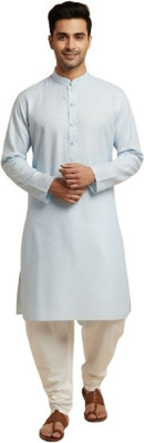 KLIKTIES Men Embroidered Straight Kurta(Blue)