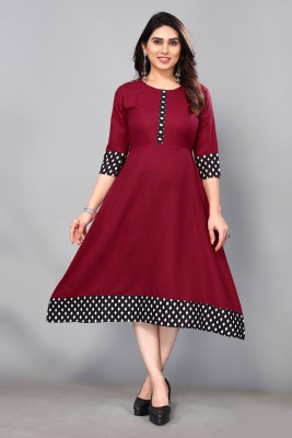 LD FASHION Women Self Design Anarkali Kurta(Maroon)