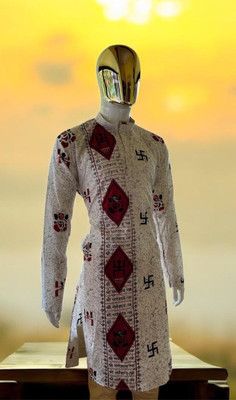 Gokul creation Men Printed Straight Kurta(White)