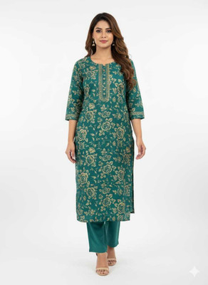 sw world Women Floral Print, Printed Tunic Kurta(White)