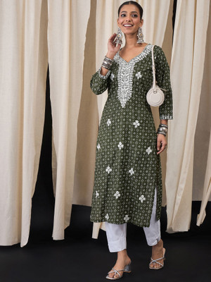 ANOUK Women Embroidered Straight Kurta(Multicolor)