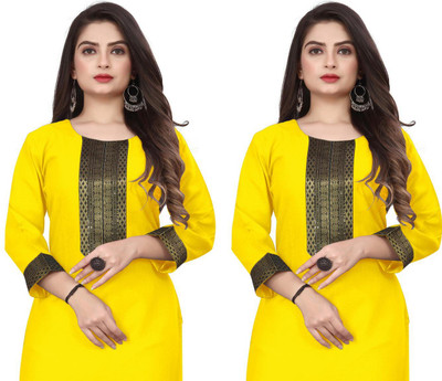 HF HOLYDAY FASHION Women Embellished Pathani Kurta(Yellow)