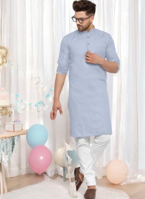 Anuj Fashion Men Solid Straight Kurta(Grey)