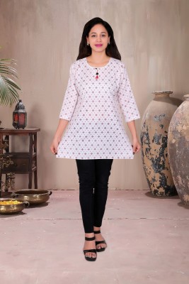 INAYATFASHION Girls Printed A-line Kurta(Maroon, White)