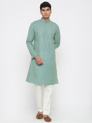 TISTABENE Men Printed Straight Kurta(Green)