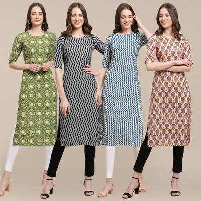 EthnicBasket Women Printed Straight Kurta(Multicolor)