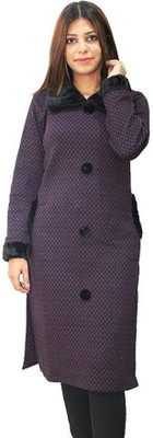 Hautemoda Women Checkered Straight Kurta(Purple)