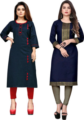 Maaa Meladi CreationS Women Embroidered Straight Kurta(Multicolor)