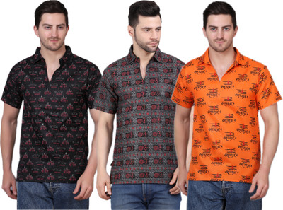 AXOLOTL Men Printed Straight Kurta(Yellow)
