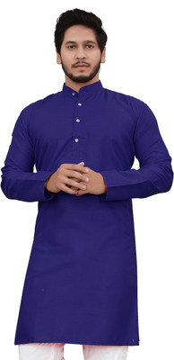 ALMORA Men Solid A-line Kurta(Dark Blue)
