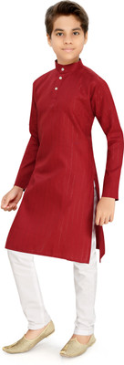 Liten Boys Solid Straight Kurta(Maroon)