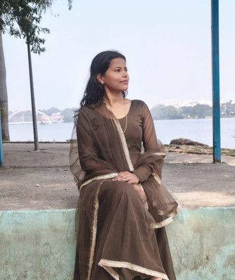 Krini Women Solid Anarkali Kurta(Dark Green)