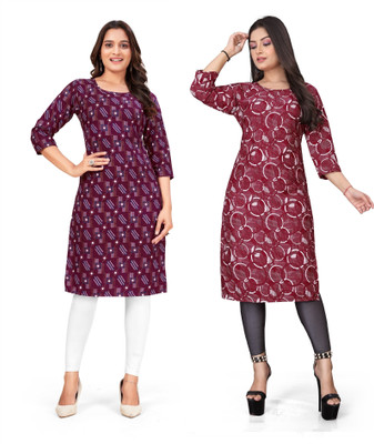 SUMITA SAREE Women Printed Straight Kurta(Multicolor)