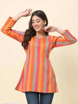 GOLDEN COLLECTION Women Striped A-line Kurta(Multicolor)