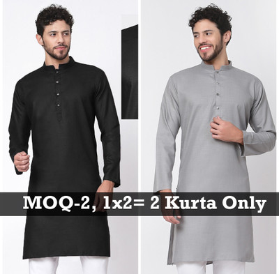 Tsarina Men Solid Straight Kurta(Multicolor)