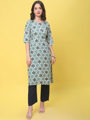 1 Stop Fashion Women Printed Straight Kurta(Light Blue, Dark Blue, White)