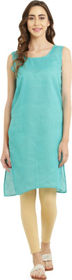 FAWOMENT Women Solid Straight Kurta(Light Green)