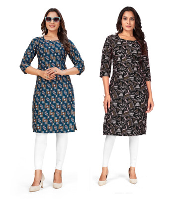 dharmanandan creation Women Printed A-line Kurta(Multicolor)