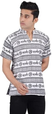 Nitya Feb Men Printed Straight Kurta(White, Black)