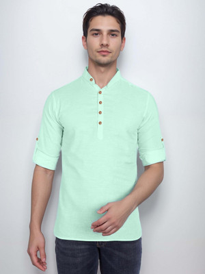 Navkanj Men Solid A-line Kurta(Light Blue)