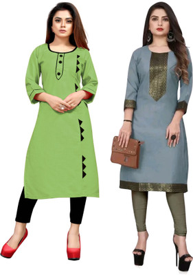 Maaa Meladi CreationS Women Self Design Straight Kurta(Multicolor)