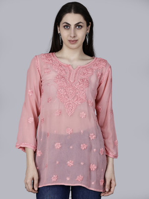 The Chikankari Story Women Chikan Embroidery Straight Kurta(Multicolor)