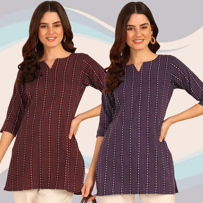 DSK STUDIO Women Striped Straight Kurta(Multicolor)