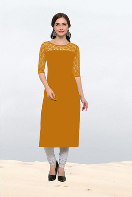 Maheshvi Women Solid Straight Kurta(Yellow)