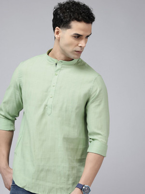 Spykar Men Solid Straight Kurta(Green)