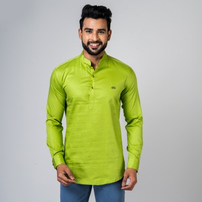 FAIR-MAN Men Solid A-line Kurta(Green)