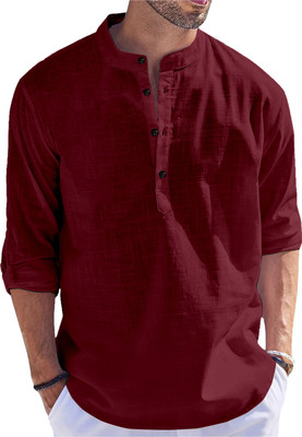 Kavyangle Creation Men Self Design Straight Kurta(Maroon)