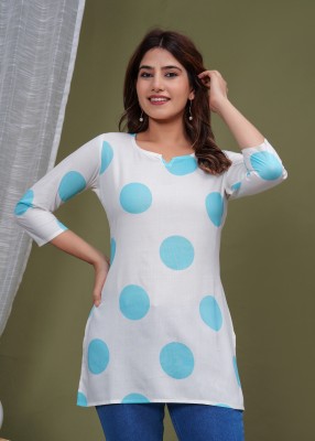 HouseOfCommon Women Printed Straight Kurta(Light Blue)