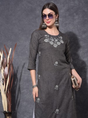 Mamoose Women Embroidered Ethnic Dress Kurta(Grey)