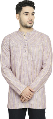 Arch Element Men Striped Straight Kurta(Beige)