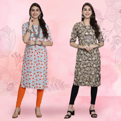 EthnicBasket Women Printed Straight Kurta(Multicolor)