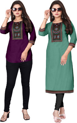 FSR Women Solid A-line Kurta(Multicolor)