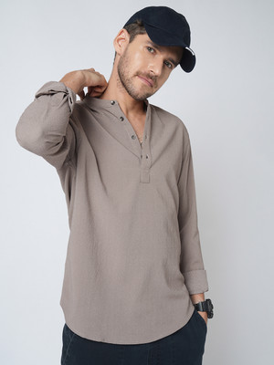 VASTRADO Men Self Design Straight Kurta(Grey)