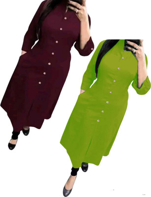 Maa Meladi Creation Women Solid A-line Kurta(Multicolor)