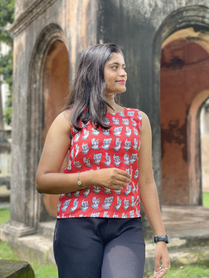GogdaniFashion Women Printed Tunic Kurta(Red)
