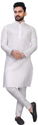 Universazone Men Solid Straight Kurta(White)