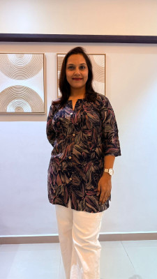 Anayatas Creation Women Printed A-line Kurta(Blue)