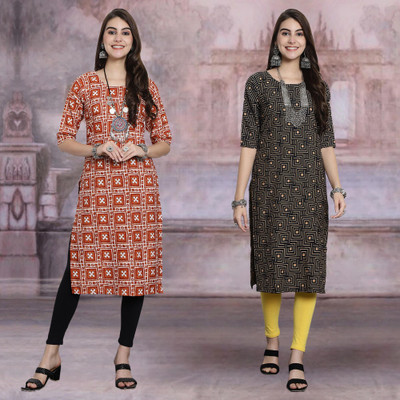 Moda Rapido Women Printed Straight Kurta(Multicolor)