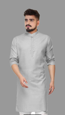 VINAARI Men Solid A-line Kurta(Grey)