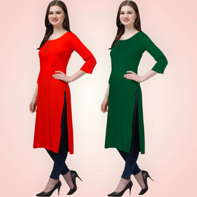 Coft Women Solid Straight Kurta(Multicolor)